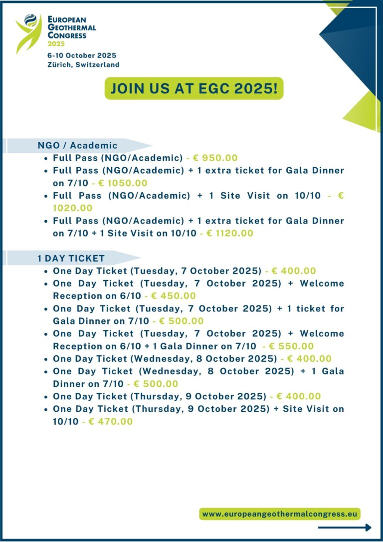 Registration European Geothermal Congress 2025
