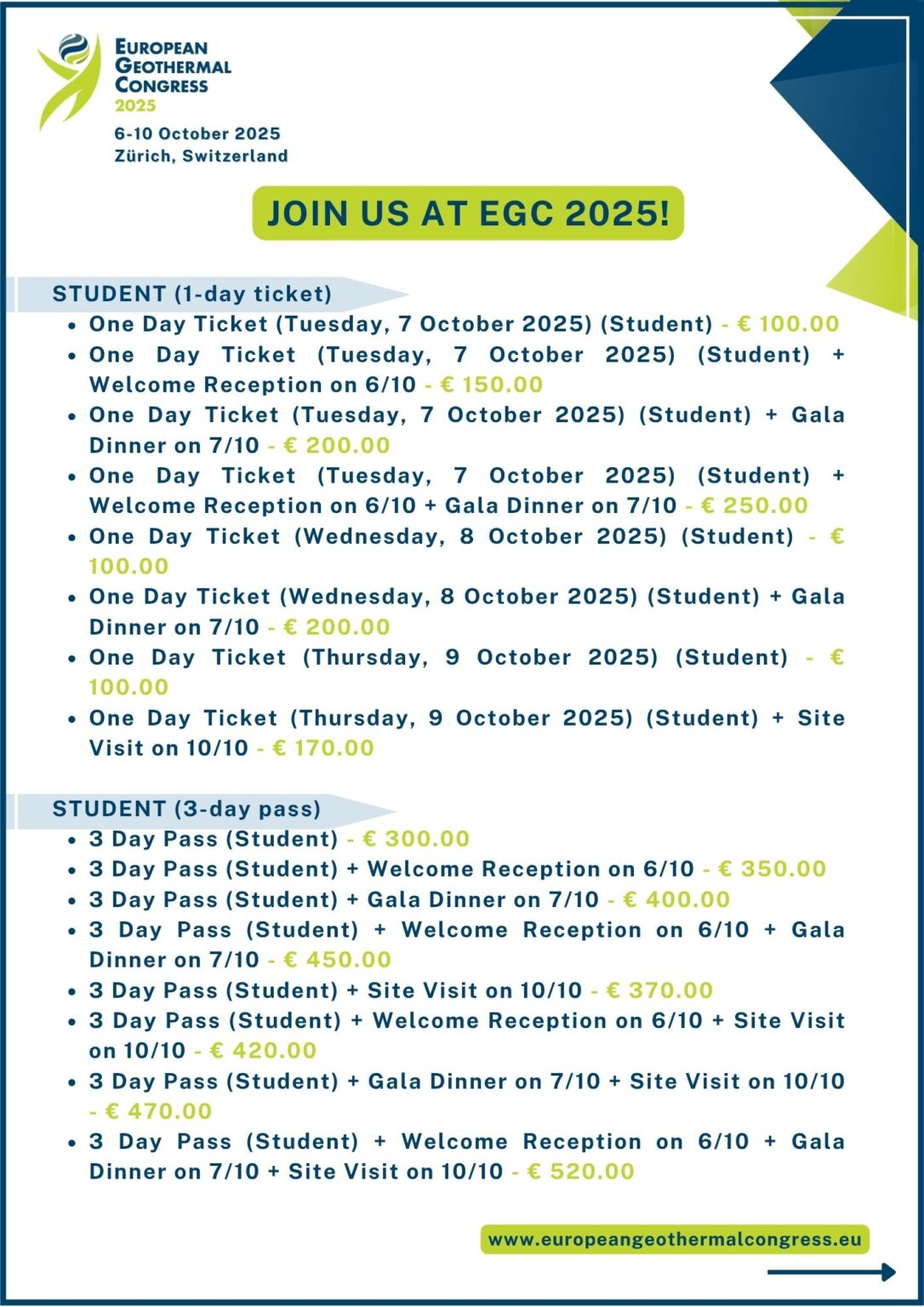 Registration European Geothermal Congress 2025